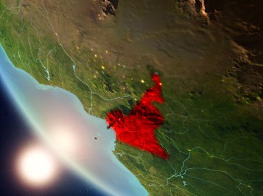 Yeryüzünde günbatımı sırasında Kamerun