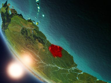 Yeryüzünde günbatımı sırasında Surinam