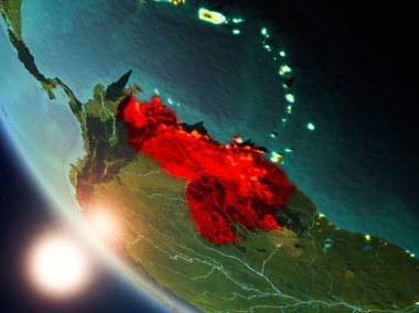 Yeryüzünde günbatımı sırasında Venezuela