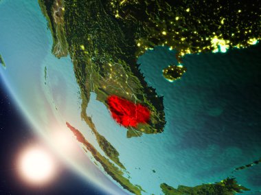 Yeryüzünde günbatımı sırasında Kamboçya