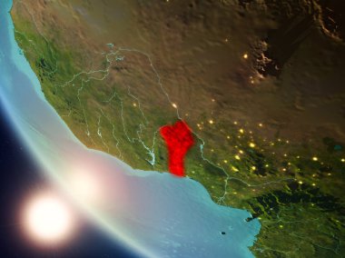 Yeryüzünde günbatımı sırasında Benin