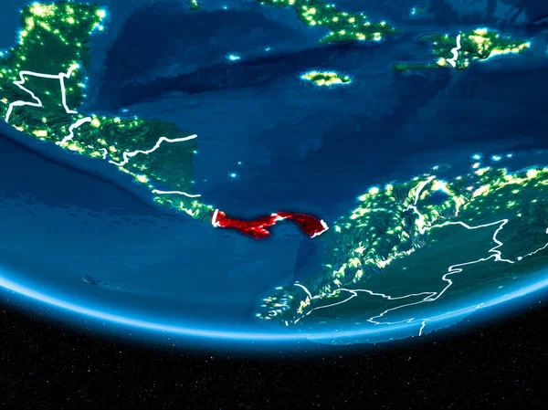 Panama on planet Earth from space at night