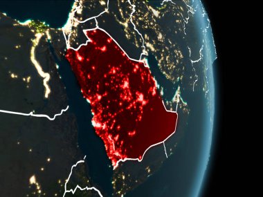 Görünümü, Suudi Arabistan geceleri yörünge