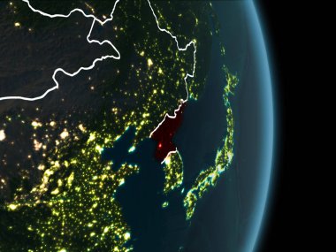 Kuzey Kore yörüngeye görünümünü geceleri