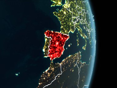 Geceleri İspanya yörünge görünümü