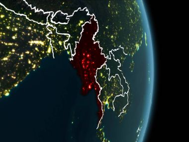 Myanmar yörünge görünümü geceleri