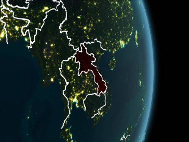 Laos yörünge görünümü geceleri