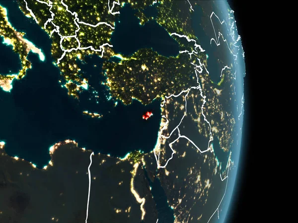 Orbit view of Cyprus at night