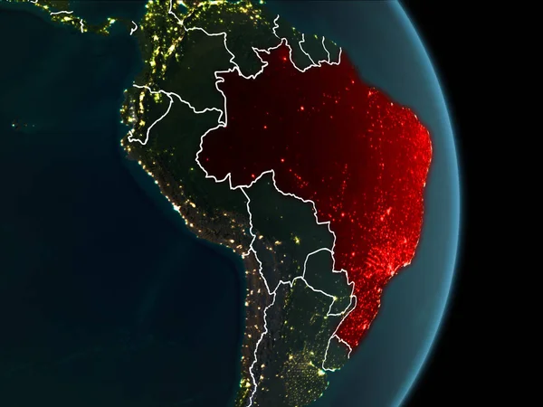 Orbit view of Brazil at night — Stock Photo, Image