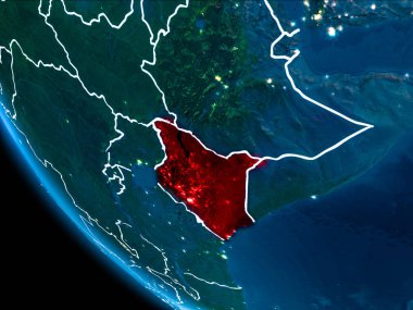 Geceleri Kenya'nın yörünge görünümü