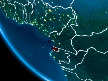 Ekvator Ginesi görünümünü geceleri yörünge