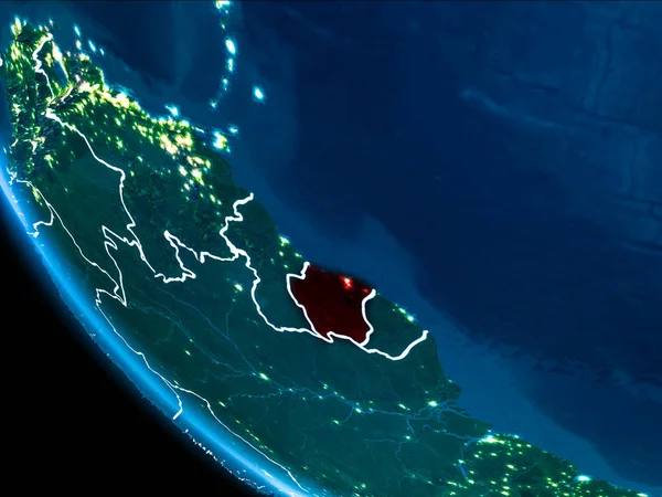 Keringés nézetben Suriname éjjel — Stock Fotó