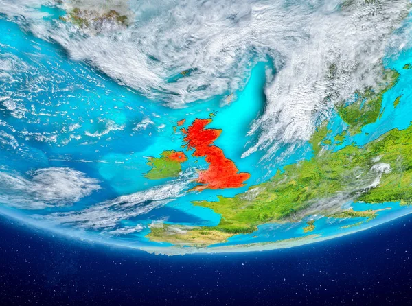 Velká Británie na zeměkouli z vesmíru — Stock fotografie