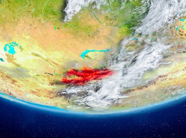 Kırgızistan uzaydan Dünya üzerinde