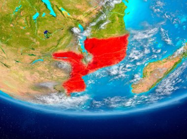 Mozambik uzaydan Dünya üzerinde