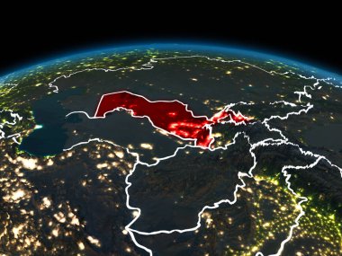 Özbekistan gece yeryüzünde