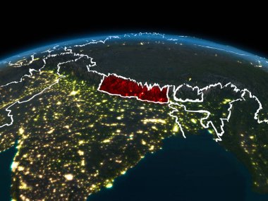 Nepal gece yeryüzünde