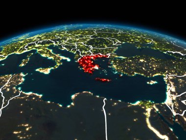 Yunanistan gece yeryüzünde