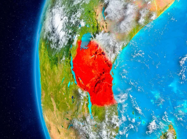 Tanzania en la Tierra desde el espacio — Foto de Stock
