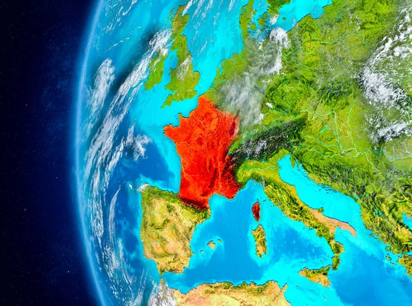 França na Terra a partir do espaço — Fotografia de Stock