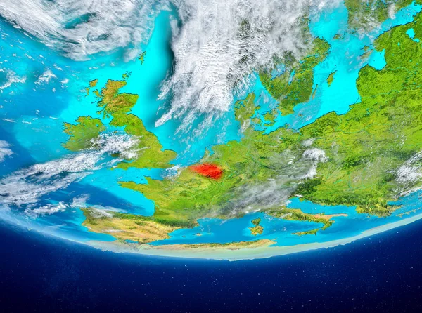 Belgie na zeměkouli z vesmíru — Stock fotografie
