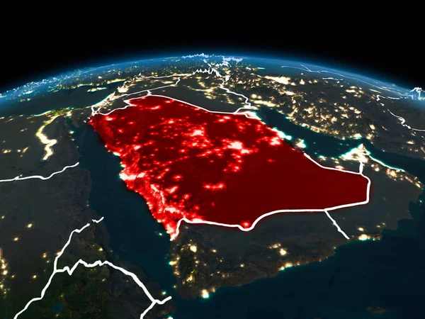 Arábia Saudita na Terra à noite — Fotografia de Stock