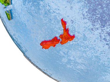 New Zealand on globe