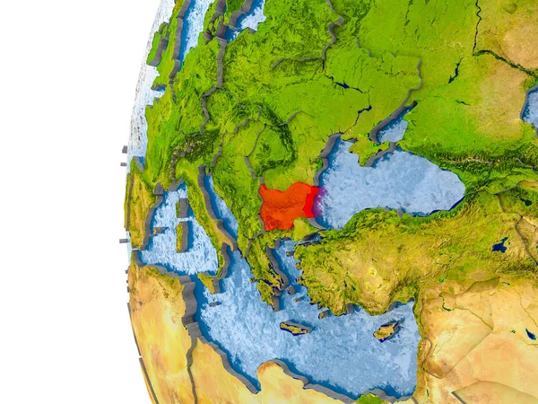 保加利亚的地图在地球的模型 — 图库照片