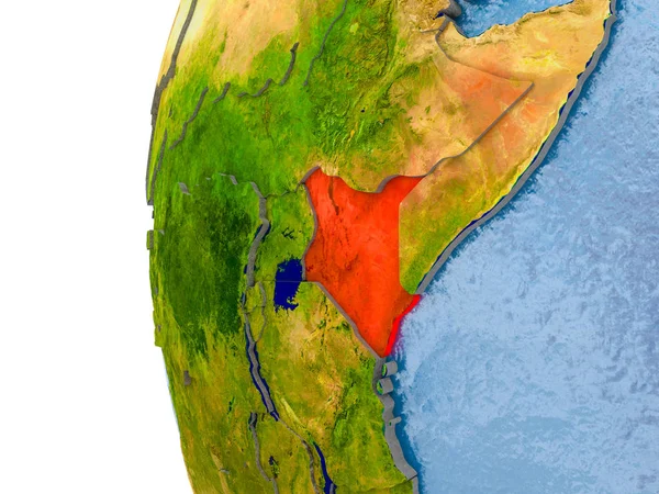 Map of Kenya on model of globe