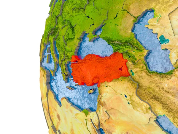 Mapa da Turquia no modelo de globo — Fotografia de Stock