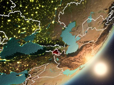 Uzaydan Ermenistan yükselen güneş