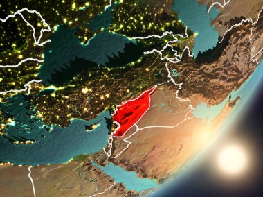 Uzaydan Suriye yükselen güneş