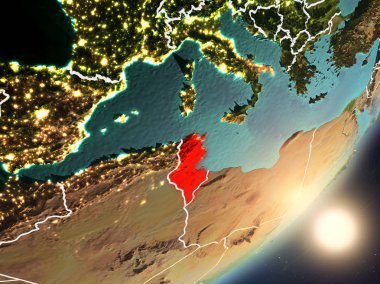 Uzaydan Tunus yükselen güneş
