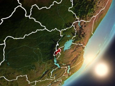 Uzaydan Ruanda yükselen güneş