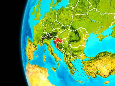 Hırvatistan Haritası kırmızı