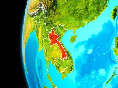 Laos Haritası kırmızı