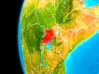 Uganda Haritası kırmızı