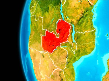 Zambiya Haritası kırmızı