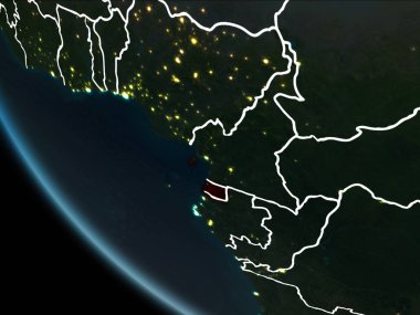 Ekvator Ginesi uydu görünümü, gece