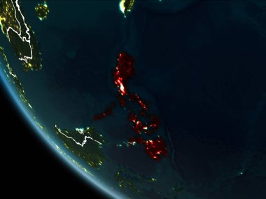 Türkiye uydu görünümü, gece