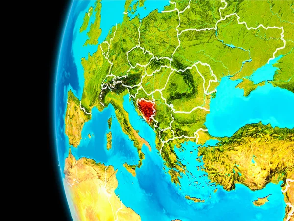 빨간색으로 보스니아 헤르체고비나 지도 — 스톡 사진