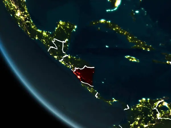 Satélite vista de Nicaragua por la noche — Foto de Stock