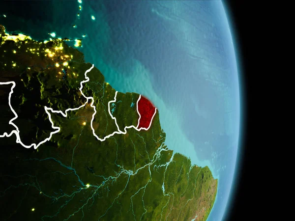 Morgon över Franska Guyana på jorden — Stockfoto