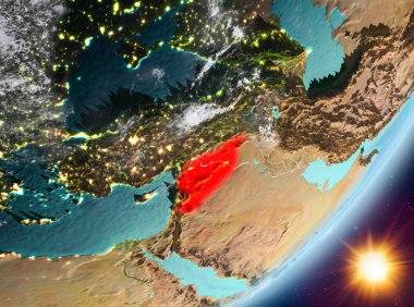 Gündoğumu sırasında Suriye yörünge görünümü