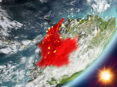 Gündoğumu sırasında Kolombiya yörünge görünümü