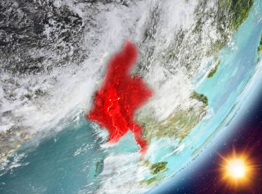 Myanmar yörünge görünümü gündoğumu sırasında