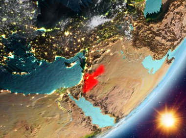 Gündoğumu sırasında Ürdün yörünge görünümü