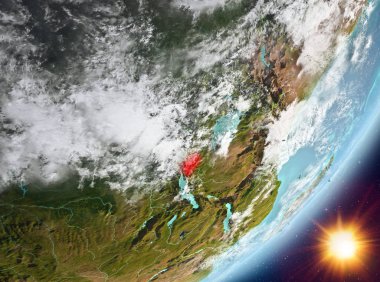 Burundi yörünge görünümü gündoğumu sırasında