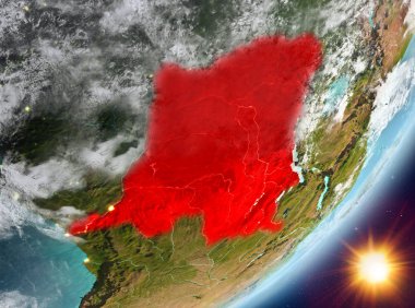 Demokratik Kongo Cumhuriyeti yörünge görünümü gündoğumu sırasında