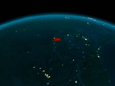 Ruanda yörünge görünümü geceleri